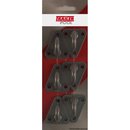 6 x Planenhaken 3-Loch, L 45 mm, LA 32x25 mm, grau