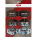 6x Bgelkrampe, Hhe 25 mm, achteckige Grundplatte