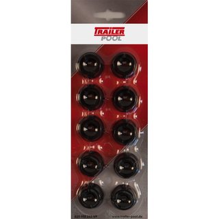 10 x Rundknopf, Kunststoff, schwarz, Seil- 6+8 mm
