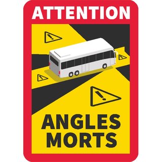 Hinweisaufkleber Toter Winkel Frankreich ATTENTION ANGLES MORTS für Busse, Camper/Wohnmobile